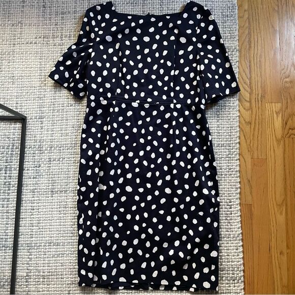 L.K. Bennett Laury Navy White Printed Shift Dress 14 - Picture 3 of 7
